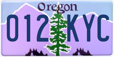 OR license plate 012KYC