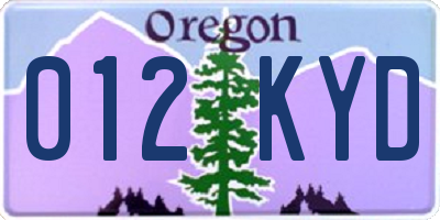 OR license plate 012KYD