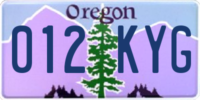 OR license plate 012KYG