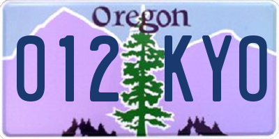 OR license plate 012KYO
