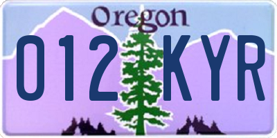 OR license plate 012KYR