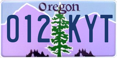 OR license plate 012KYT