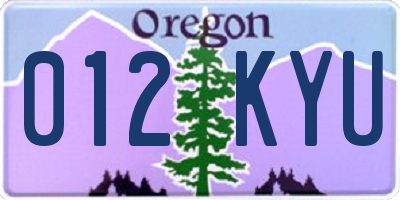 OR license plate 012KYU