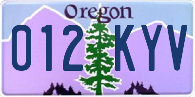 OR license plate 012KYV