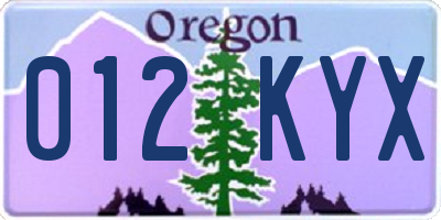 OR license plate 012KYX