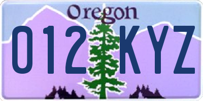 OR license plate 012KYZ