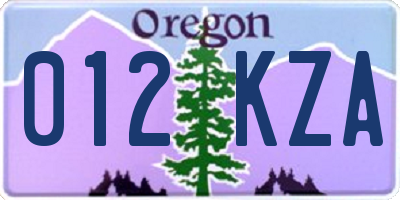 OR license plate 012KZA
