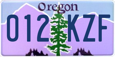 OR license plate 012KZF