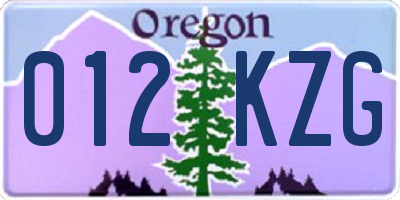 OR license plate 012KZG