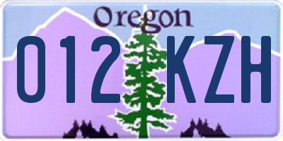 OR license plate 012KZH