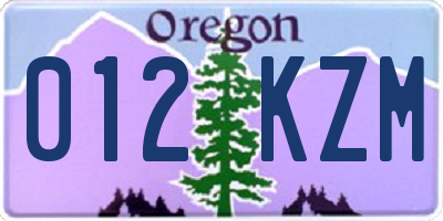 OR license plate 012KZM