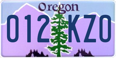 OR license plate 012KZO