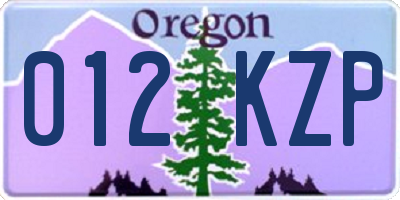 OR license plate 012KZP
