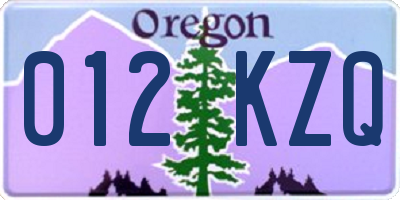 OR license plate 012KZQ