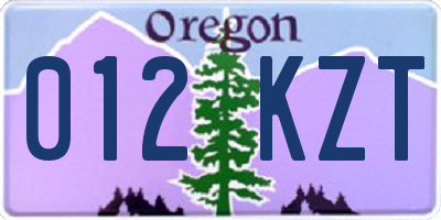 OR license plate 012KZT