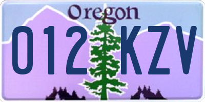 OR license plate 012KZV