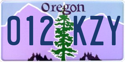 OR license plate 012KZY