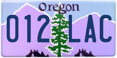 OR license plate 012LAC