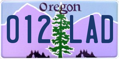 OR license plate 012LAD