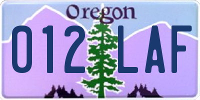 OR license plate 012LAF