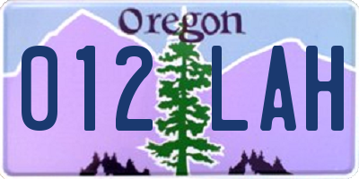 OR license plate 012LAH