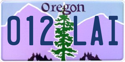 OR license plate 012LAI