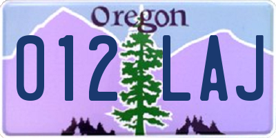 OR license plate 012LAJ