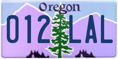 OR license plate 012LAL