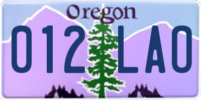 OR license plate 012LAO