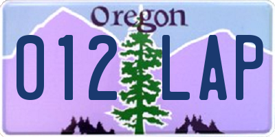 OR license plate 012LAP