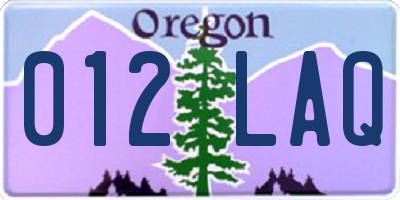 OR license plate 012LAQ