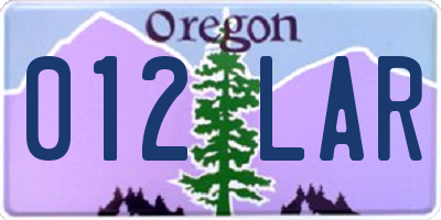 OR license plate 012LAR