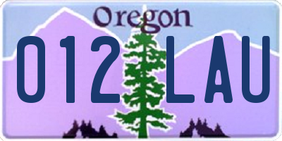 OR license plate 012LAU