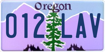 OR license plate 012LAV
