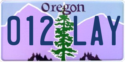 OR license plate 012LAY