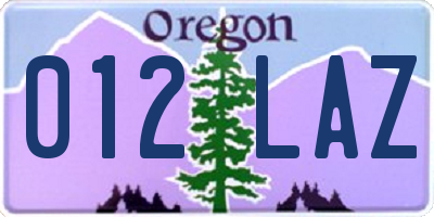 OR license plate 012LAZ