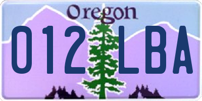 OR license plate 012LBA