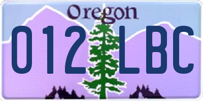 OR license plate 012LBC