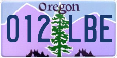 OR license plate 012LBE