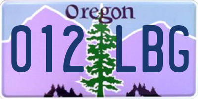 OR license plate 012LBG
