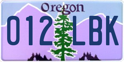 OR license plate 012LBK