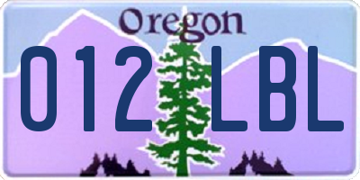 OR license plate 012LBL