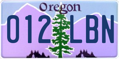 OR license plate 012LBN