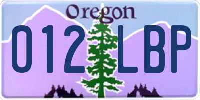 OR license plate 012LBP