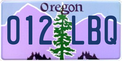 OR license plate 012LBQ