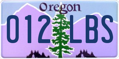 OR license plate 012LBS