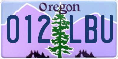 OR license plate 012LBU