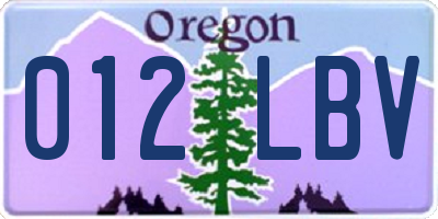 OR license plate 012LBV