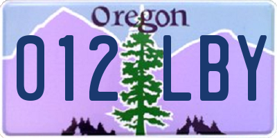 OR license plate 012LBY