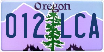 OR license plate 012LCA